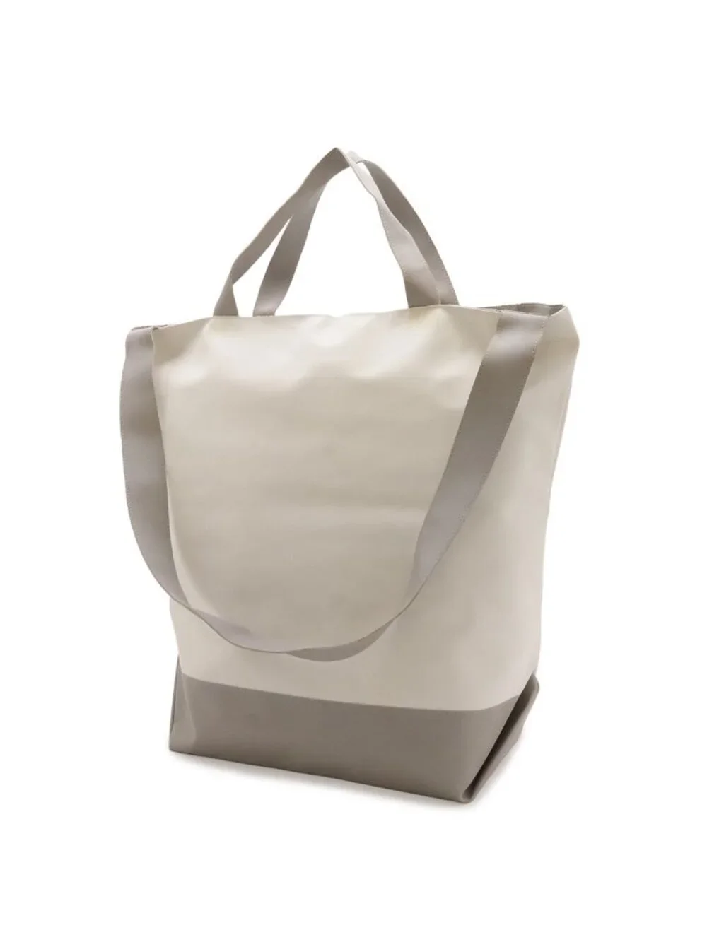 Chanel Sports Line Logo Tote 2-Way Shoulder Bag Nylon Bicolor Ivory Light Gray